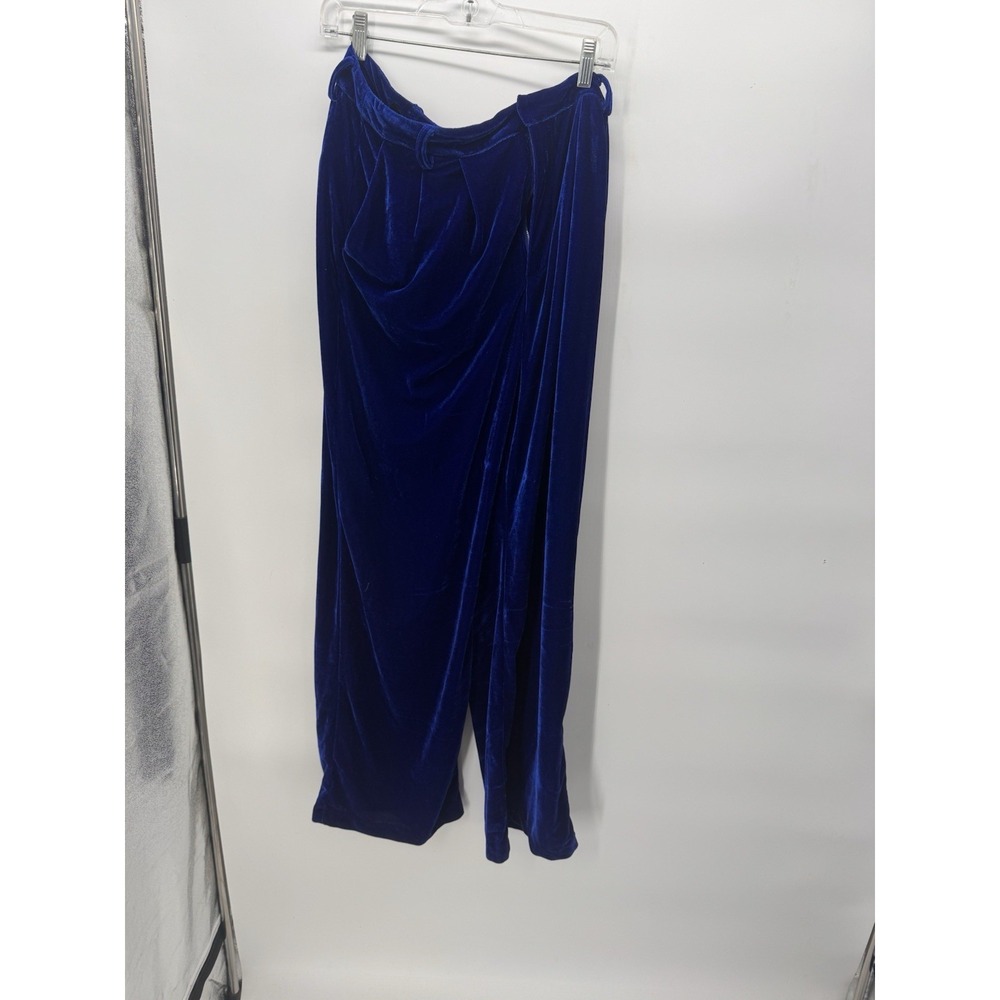 Endless Rose Crushed Velvet Royal Blue Pants  Wide Leg L New Pockets Professiona